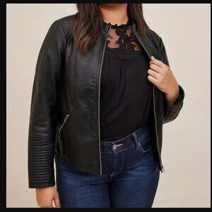 Torrid Faux Leather Collarless Moto Jacket 2X